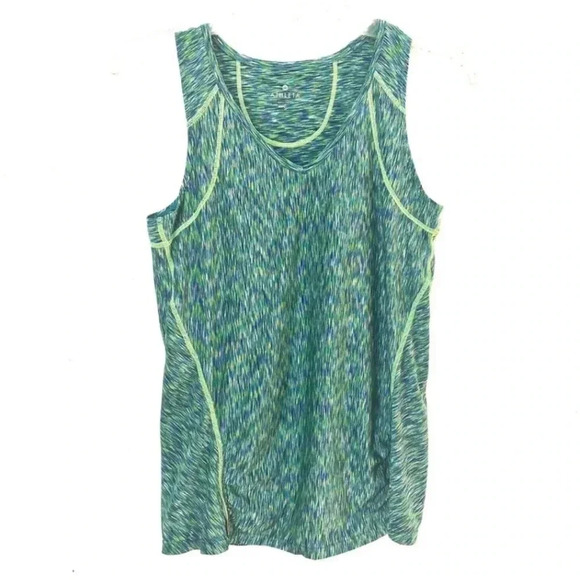 Athleta Womens Pop Space Dye Tank Top Sz Small Green Blue V-Neck MD - Picture 1 of 4